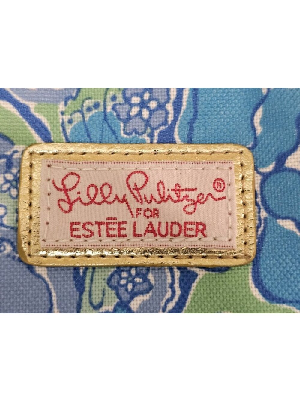 Lilly Pulitzer for Estée Lauder Blue Floral Cosmetic Makeup Pouch Bag NWOT
